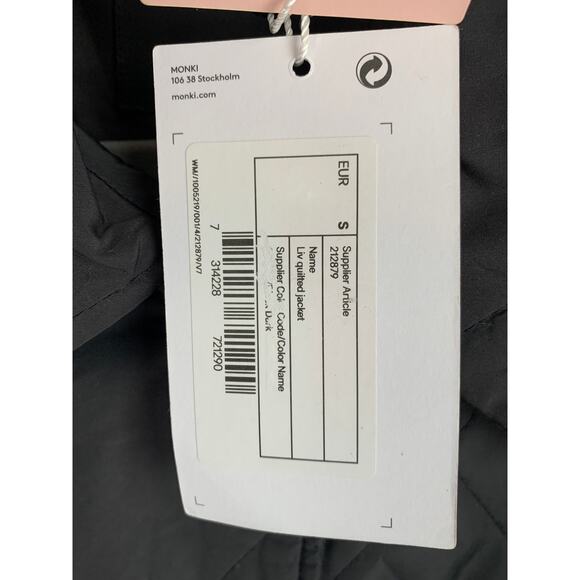 ASOS Monki Liv Quilted Jacket Womens Small Black New - Picture 8 of 11